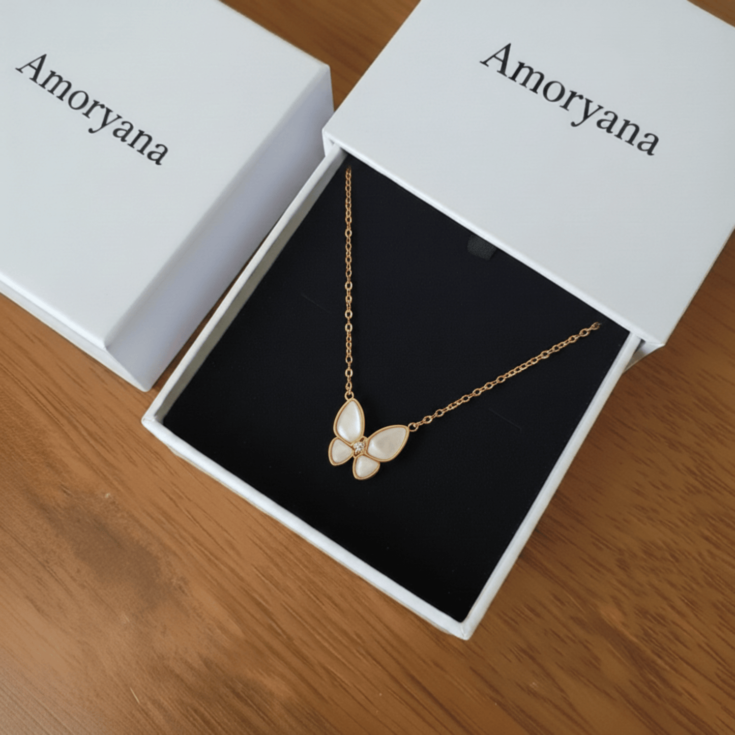 White butterfly necklace