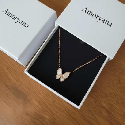 White butterfly necklace